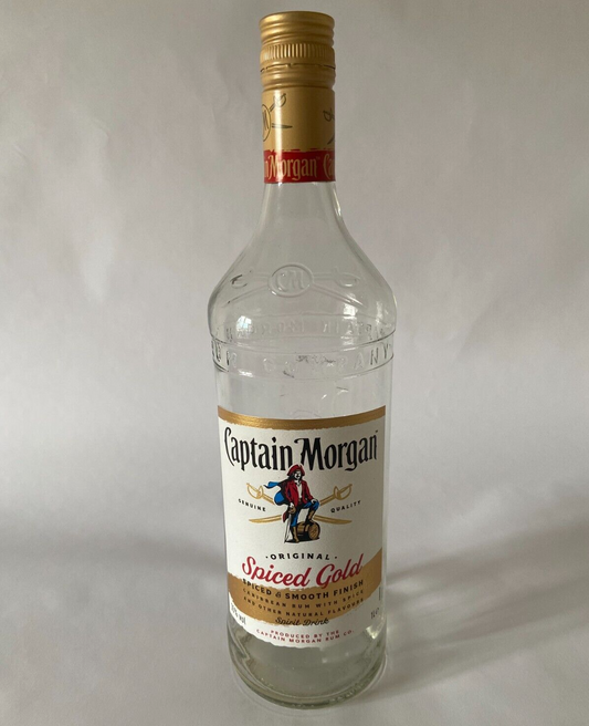 Captain Morgan Spiced Gold Rum - Empty Glass Bottle - 1 Litre / 1000ml