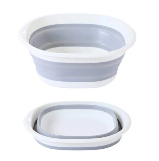 Collapsible & Portable Wash bowl/storage caddy(pk of 2) white/grey 256oz/7.2L