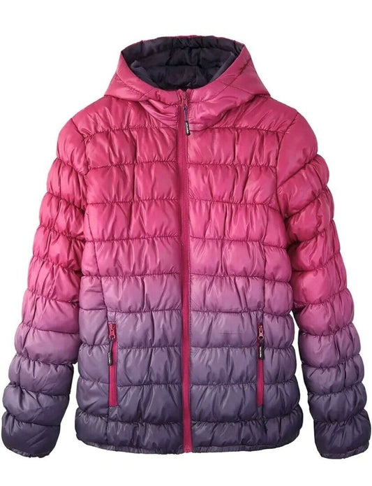 Girls 11/12yrs Hooded Puffer spring hiking jacket,  Zip Front, Water resistant