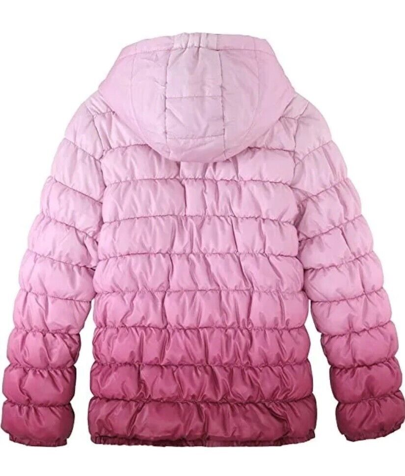 Girls 11/12yrs Hooded Puffer Hiking jacket Zip Front Gradient Water Resistant