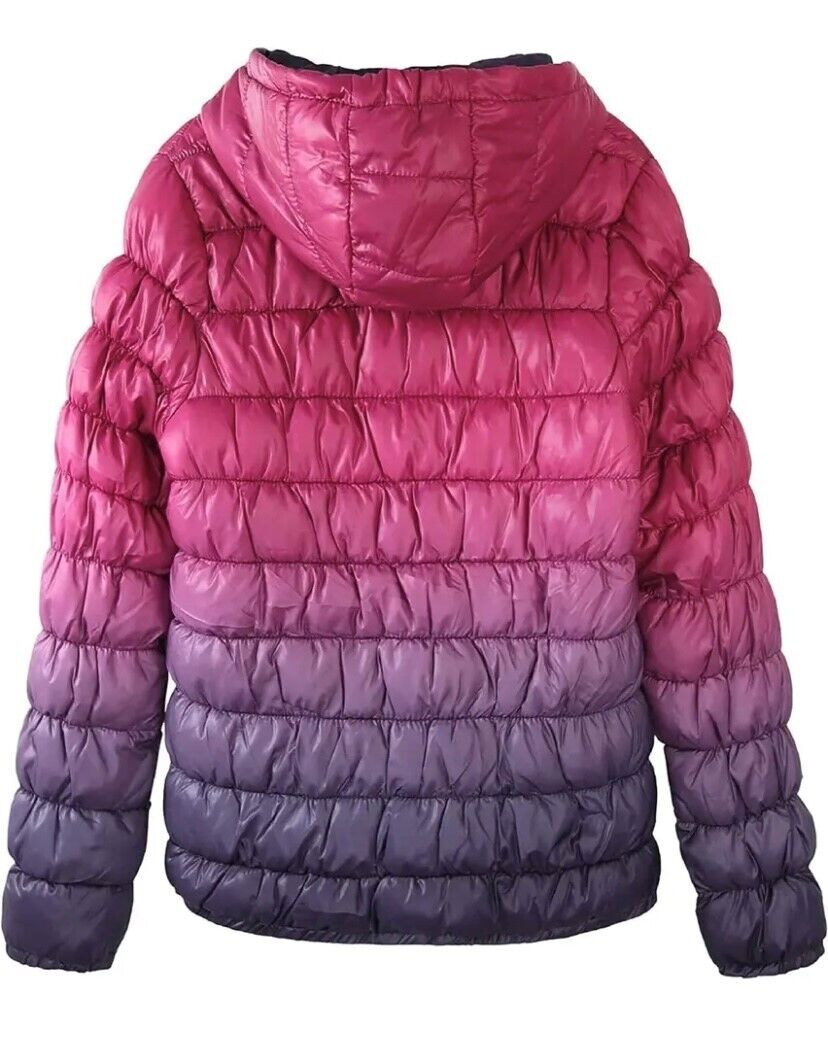 Girls 11/12yrs Hooded Puffer spring hiking jacket, Zip Front, Water resistant