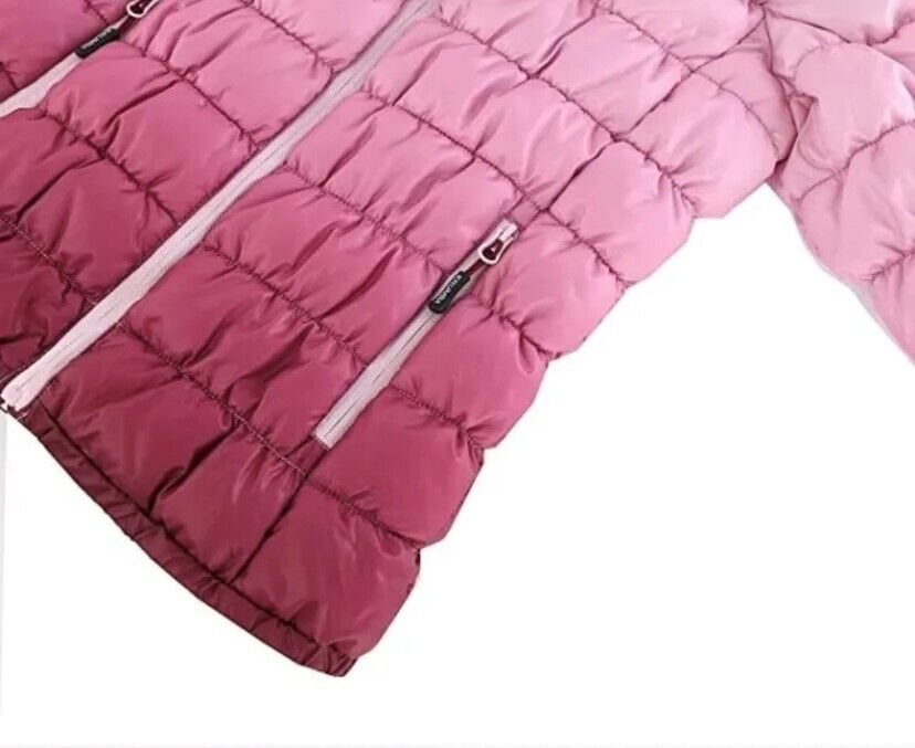 Girls 11/12yrs Hooded Puffer Hiking jacket Zip Front Gradient Water Resistant