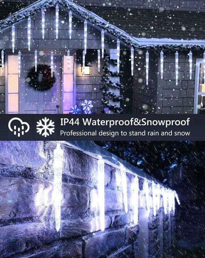 Frozen Birthday 20 Tubes 90 LED Outdoor Icicle Lights, 8 Lighting Modes & Timer