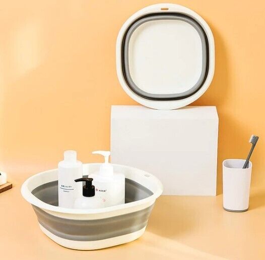Collapsible & Portable Wash bowl/storage caddy(pk of 2) white/grey 256oz/7.2L