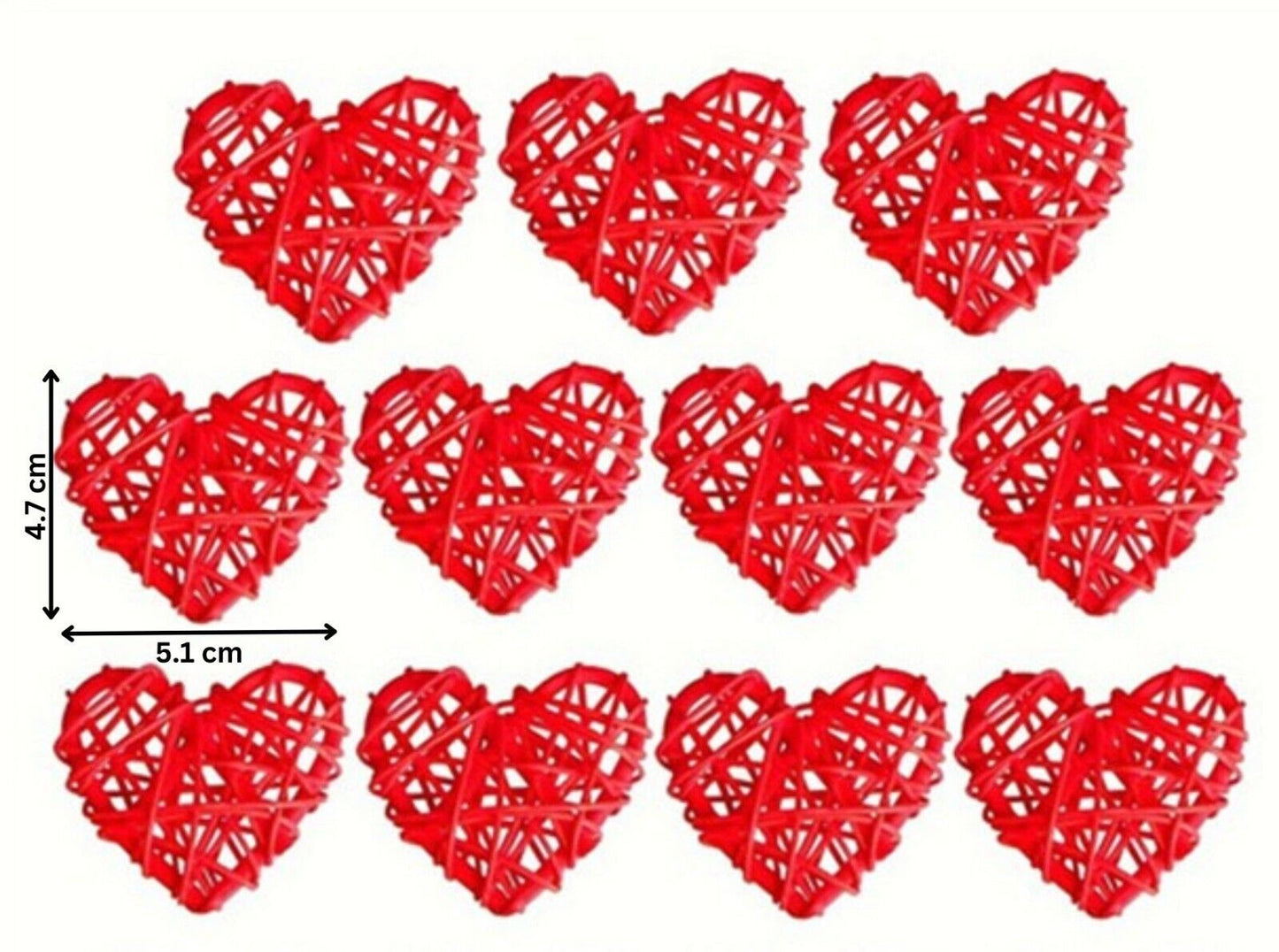 12Pcs Wicker Rattan Heart Shaped Balls Holiday DIY Crafts Hanging Ornaments