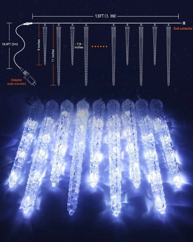 Frozen Birthday 20 Tubes 90 LED Outdoor Icicle Lights, 8 Lighting Modes & Timer