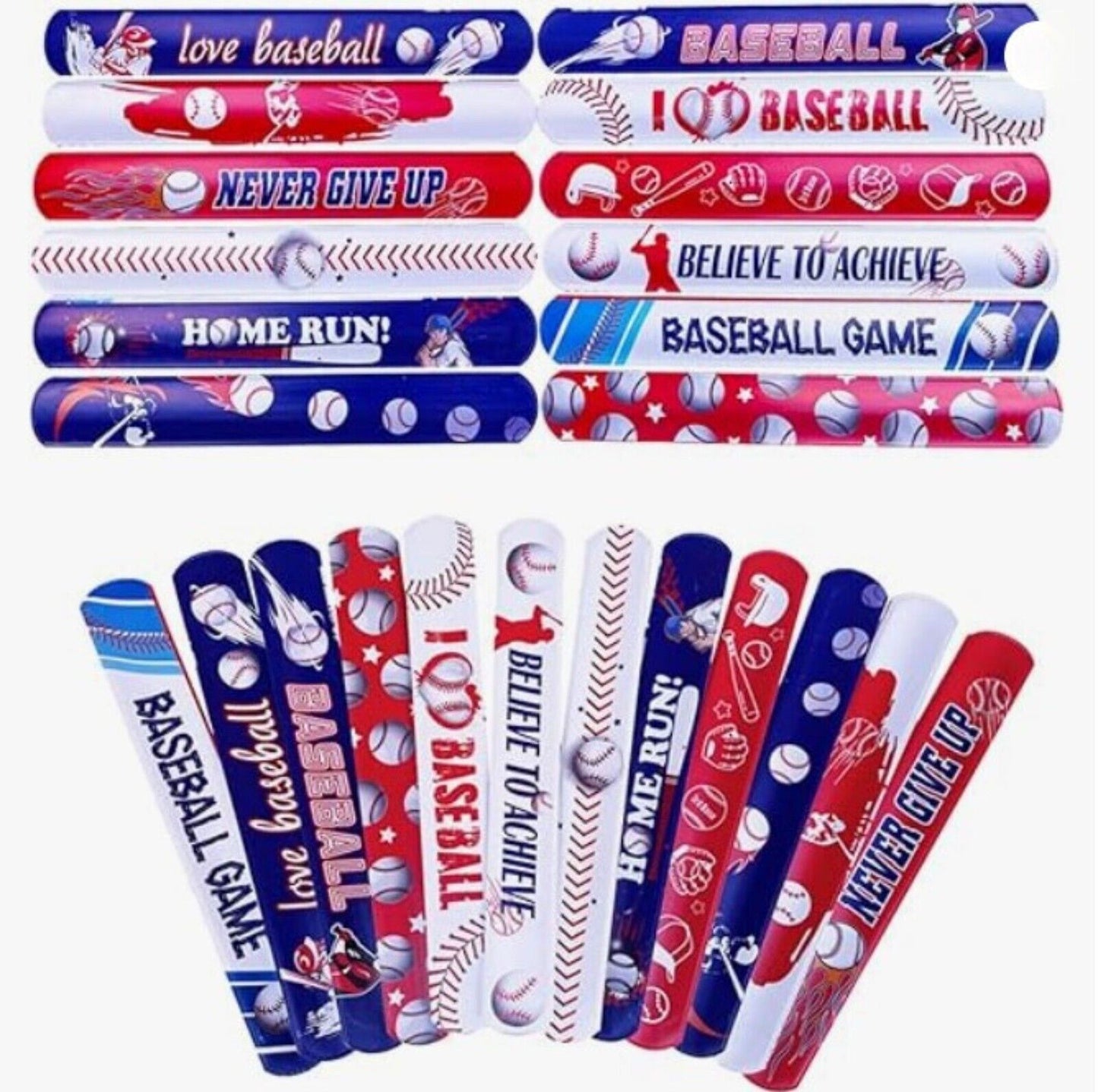 12pc Sports Snap Bracelets Kids Wrist Slap bands Party Bag Filler Toy Gift