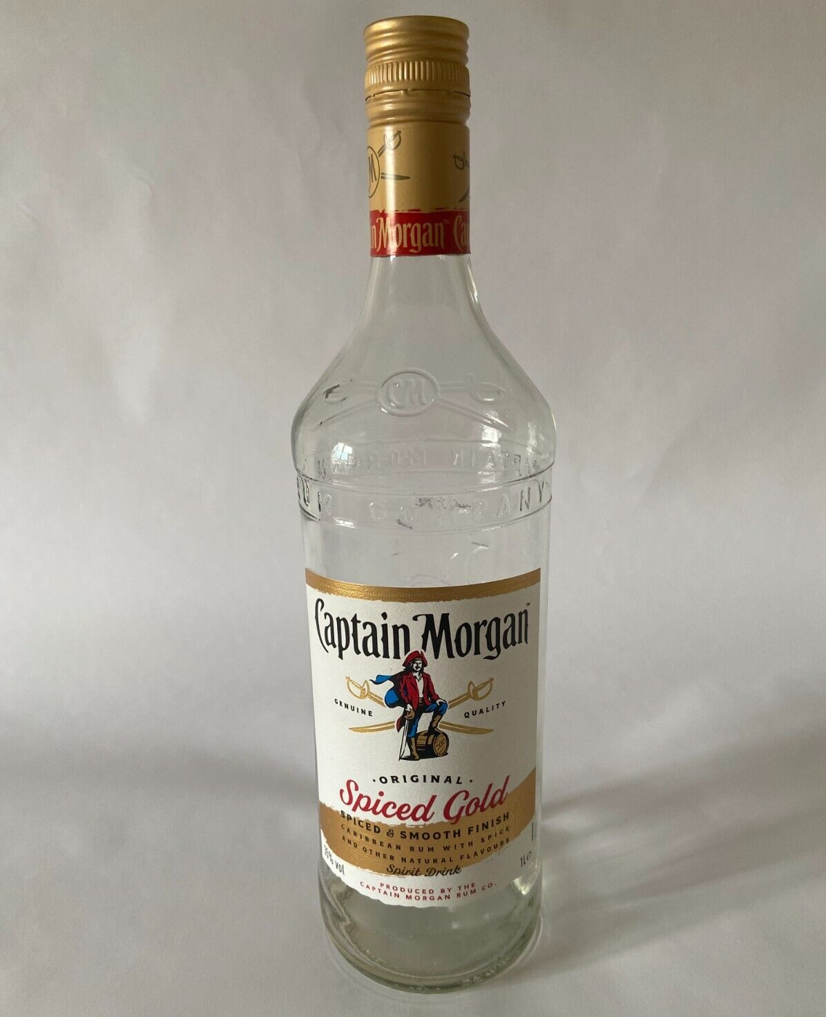 Pack of 3: Captain Morgan Spiced Gold Rum - Empty Glass Bottle - 1 Litre/1000ml