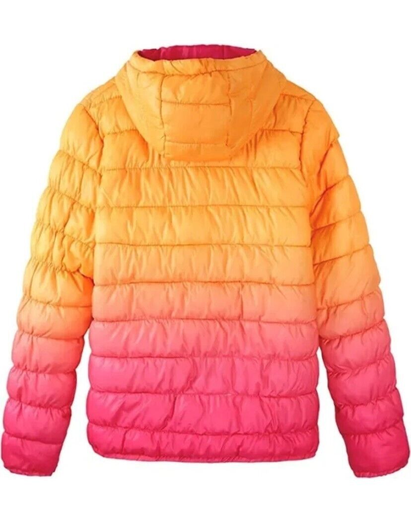 Girls 13/14yrs Hooded Hiking Puffer jacket, Zip Front, Gradient Water Resistant