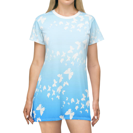 Butterfly T-Shirt Dress, Whimsical & Comfortable for Any Occasion, Shirt Dress for Beach Summer Casual, Oversized tshirt dress for Vacation