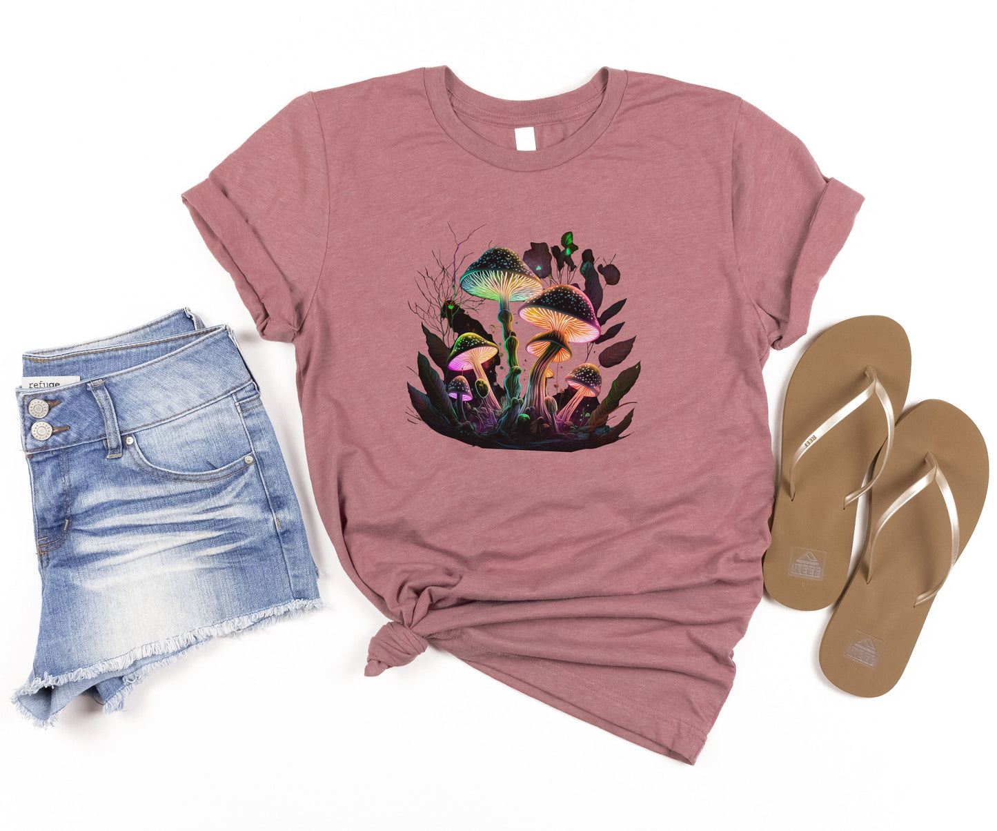 Funky psychedelic T-shirt, Retro mushroom tee, Forestcore toadstool Tshirt, Goblincore birthday gift, Autumn green witch shirt, Hippy Top