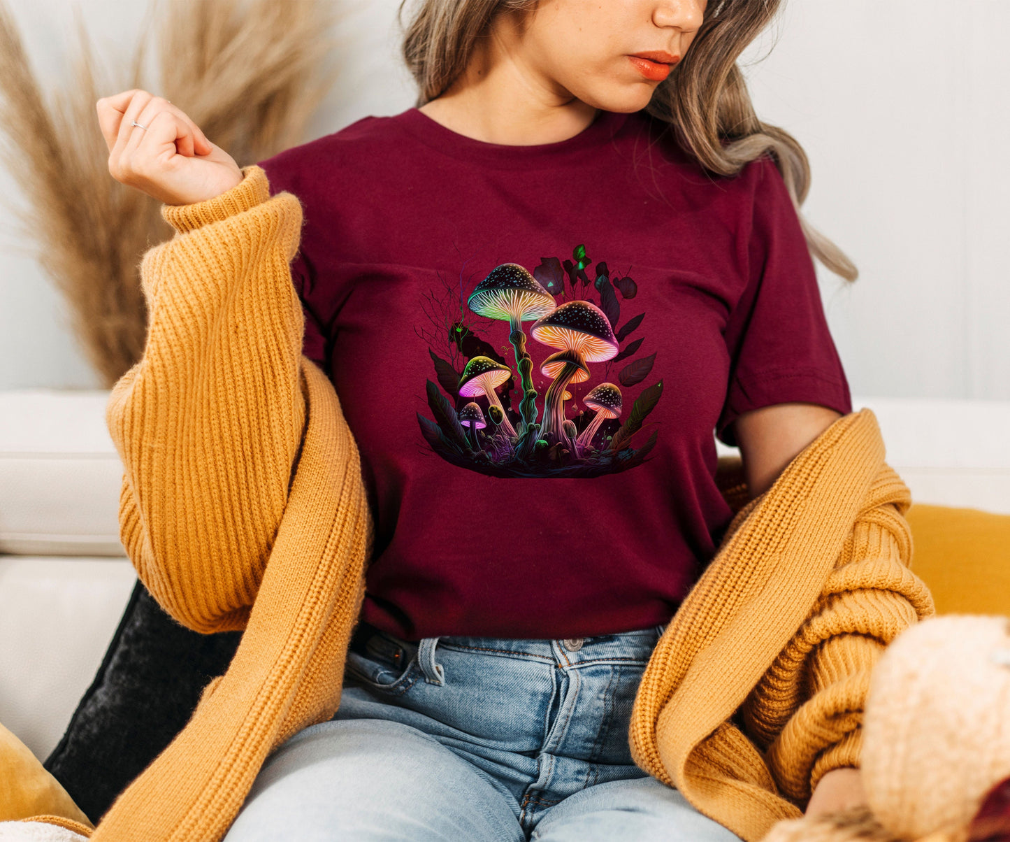 Funky psychedelic T-shirt, Retro mushroom tee, Forestcore toadstool Tshirt, Goblincore birthday gift, Autumn green witch shirt, Hippy Top