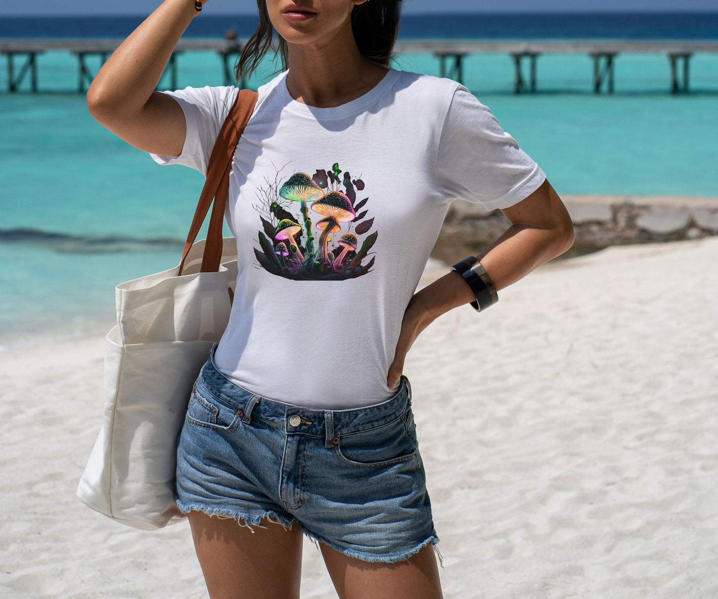 Funky psychedelic T-shirt, Retro mushroom tee, Forestcore toadstool Tshirt, Goblincore birthday gift, Autumn green witch shirt, Hippy Top