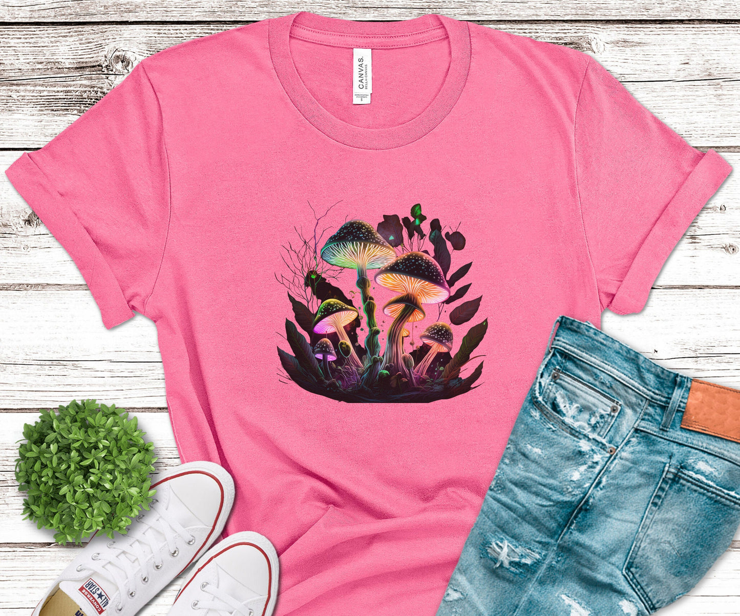 Funky psychedelic T-shirt, Retro mushroom tee, Forestcore toadstool Tshirt, Goblincore birthday gift, Autumn green witch shirt, Hippy Top