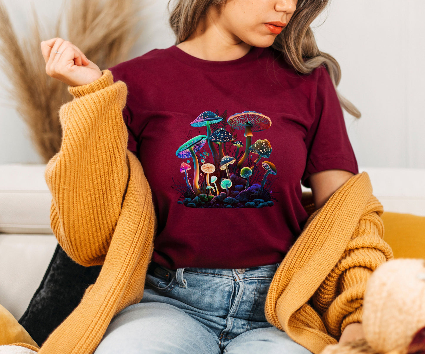 Retro mushroom tee, Funky psychedelic T-shirt, Forestcore toadstool Tshirt, Goblincore birthday gift, Autumn green witch shirt, Hippy Top