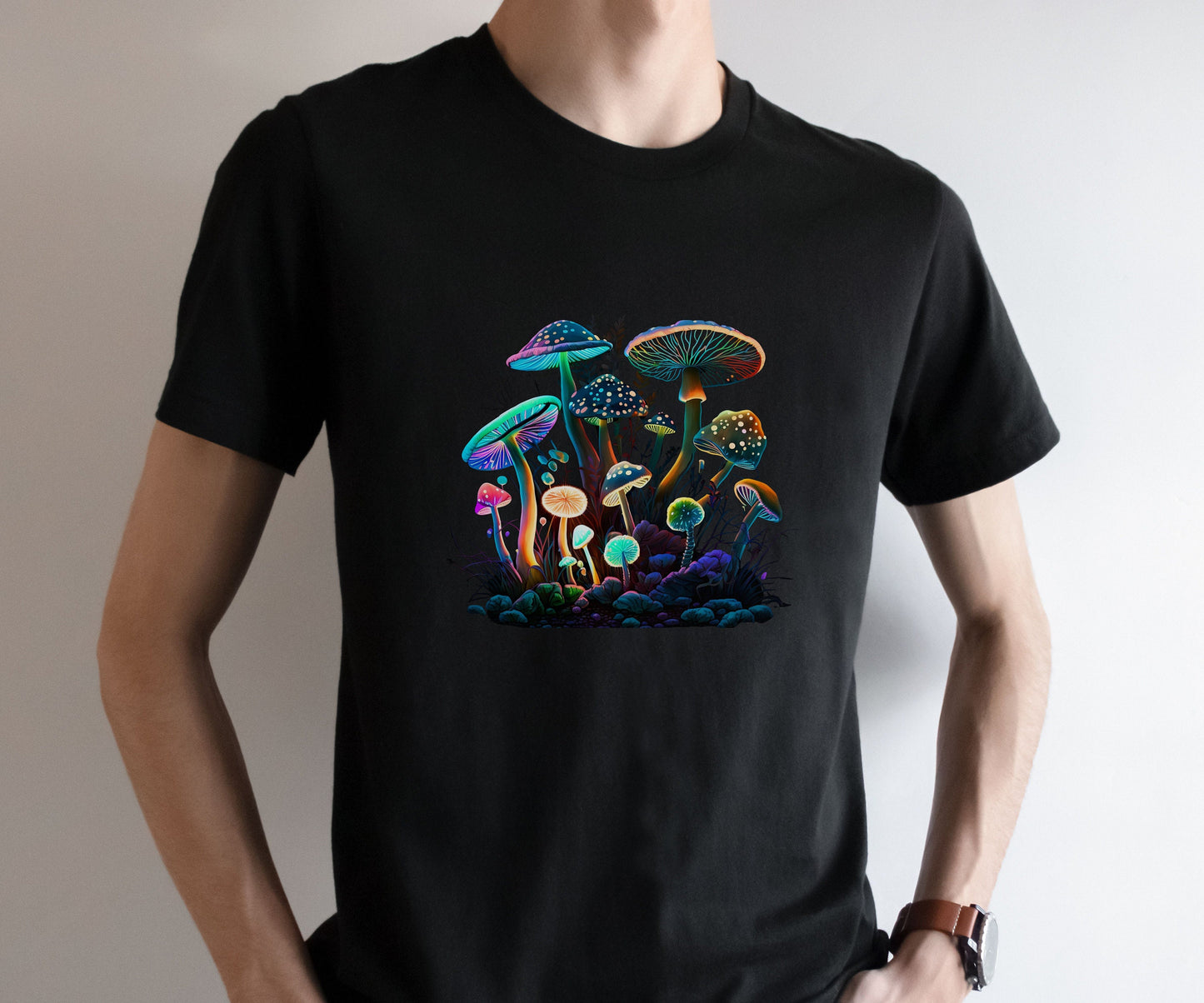 Retro mushroom tee, Funky psychedelic T-shirt, Forestcore toadstool Tshirt, Goblincore birthday gift, Autumn green witch shirt, Hippy Top