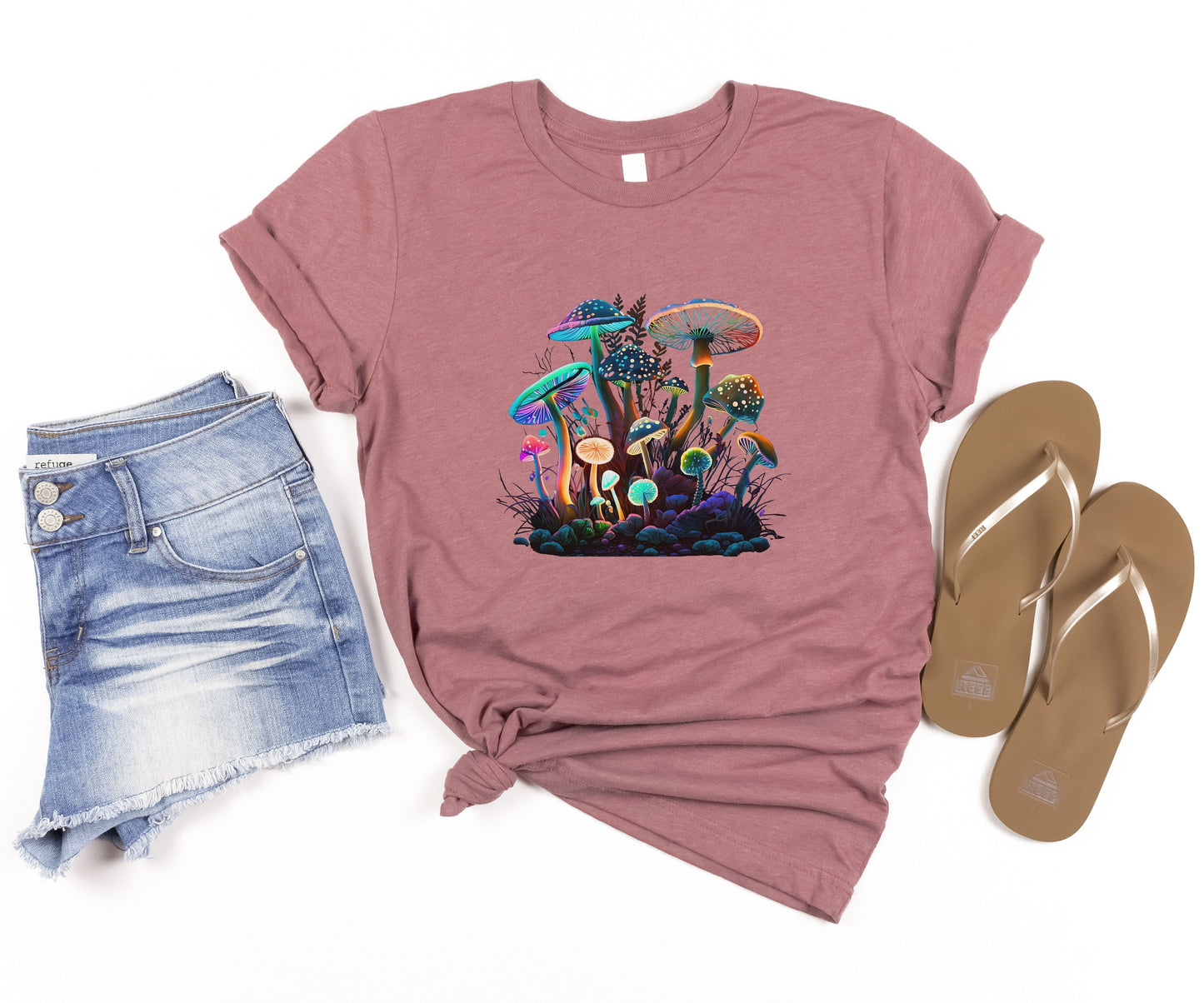 Retro mushroom tee, Funky psychedelic T-shirt, Forestcore toadstool Tshirt, Goblincore birthday gift, Autumn green witch shirt, Hippy Top