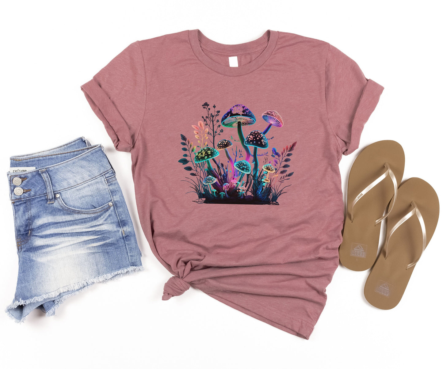 Funky psychedelic T-shirt, Retro mushroom tee, Forestcore toadstool Tshirt, Goblincore birthday gift, Autumn green witch shirt, Hippy Top