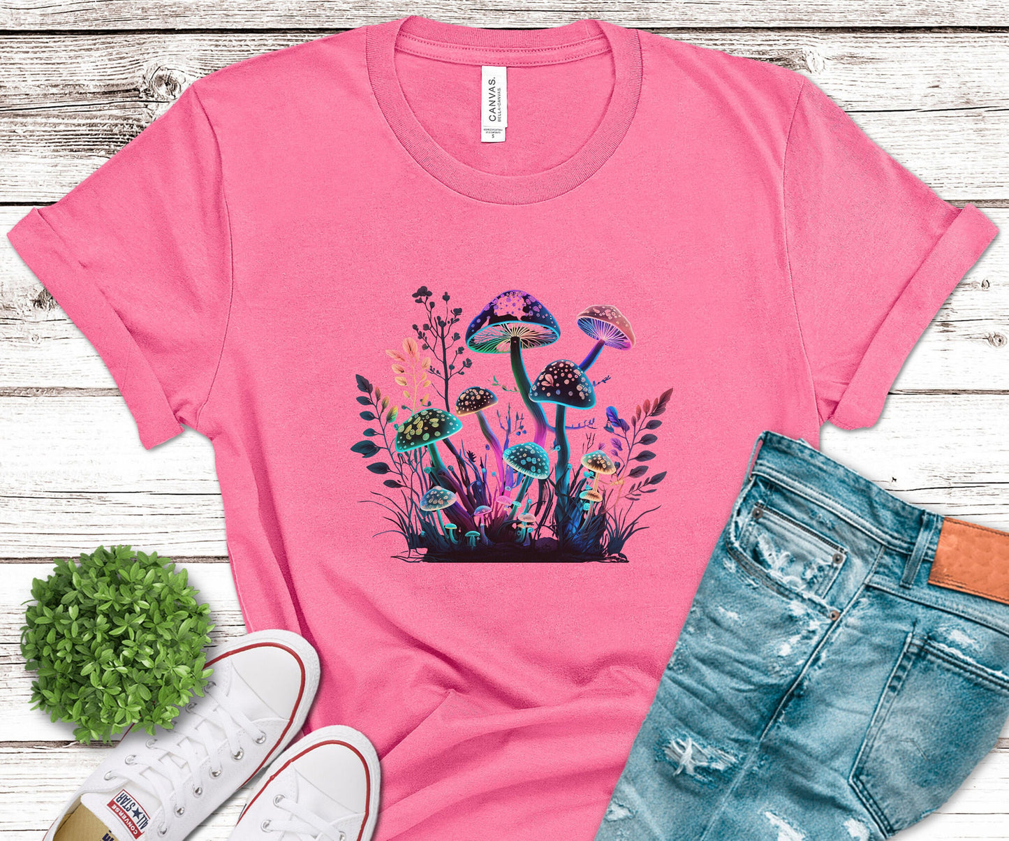 Funky psychedelic T-shirt, Retro mushroom tee, Forestcore toadstool Tshirt, Goblincore birthday gift, Autumn green witch shirt, Hippy Top