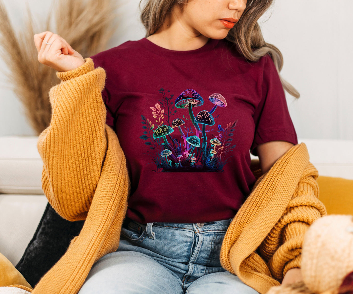 Funky psychedelic T-shirt, Retro mushroom tee, Forestcore toadstool Tshirt, Goblincore birthday gift, Autumn green witch shirt, Hippy Top