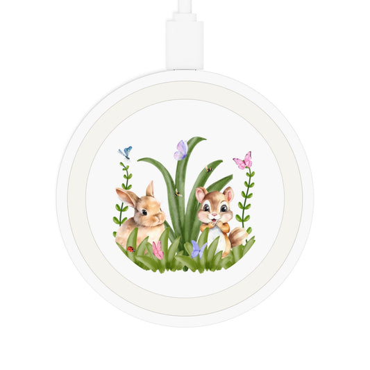 Wireless Charging Pad with Bunny & Squirrel accessories