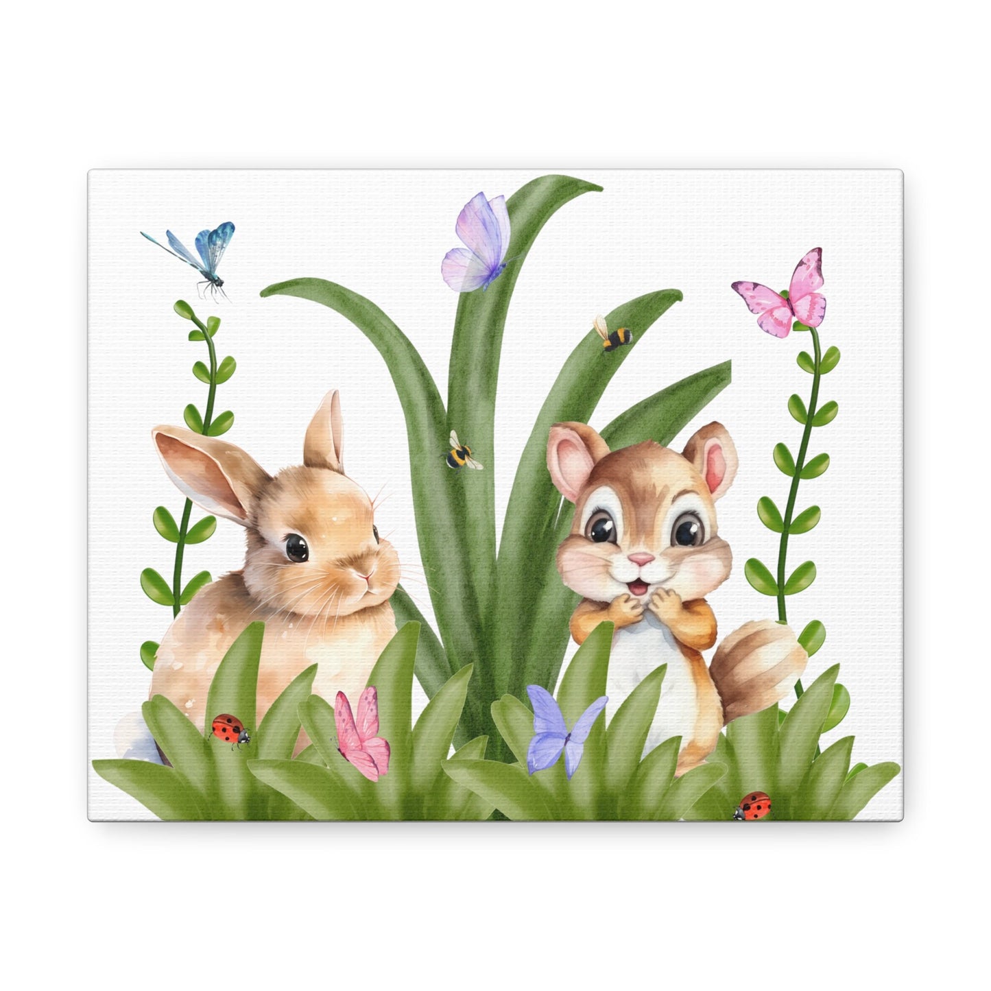 New baby room decor, Canvas Gallery Wraps, Sweet bunny & squirrel picture kids bedroom