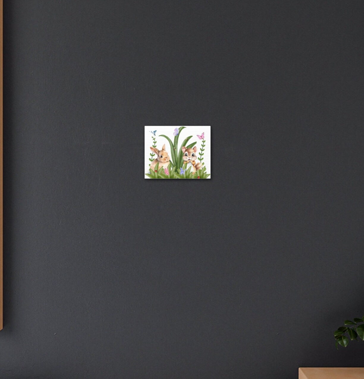 New baby room decor, Canvas Gallery Wraps, Sweet bunny & squirrel picture kids bedroom