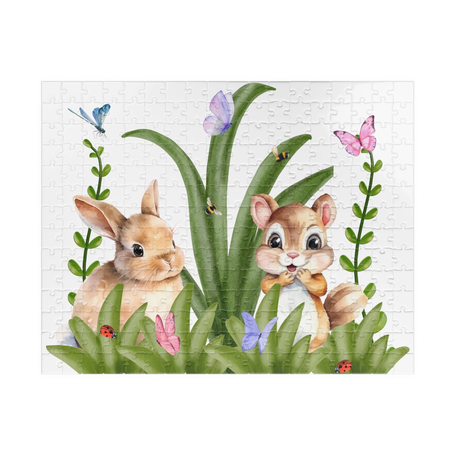Kids Puzzle (110/252/520 piece) with Bunny, Squirrel, Butterflies, Ladybug & Bee