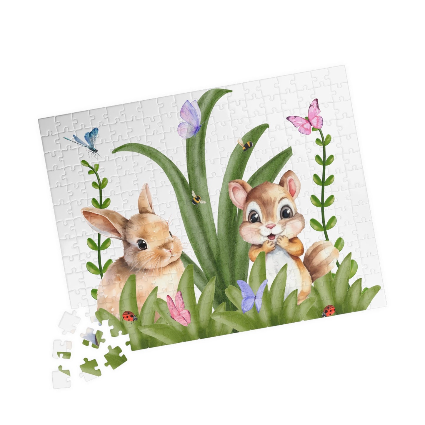 Kids Puzzle (110/252/520 piece) with Bunny, Squirrel, Butterflies, Ladybug & Bee
