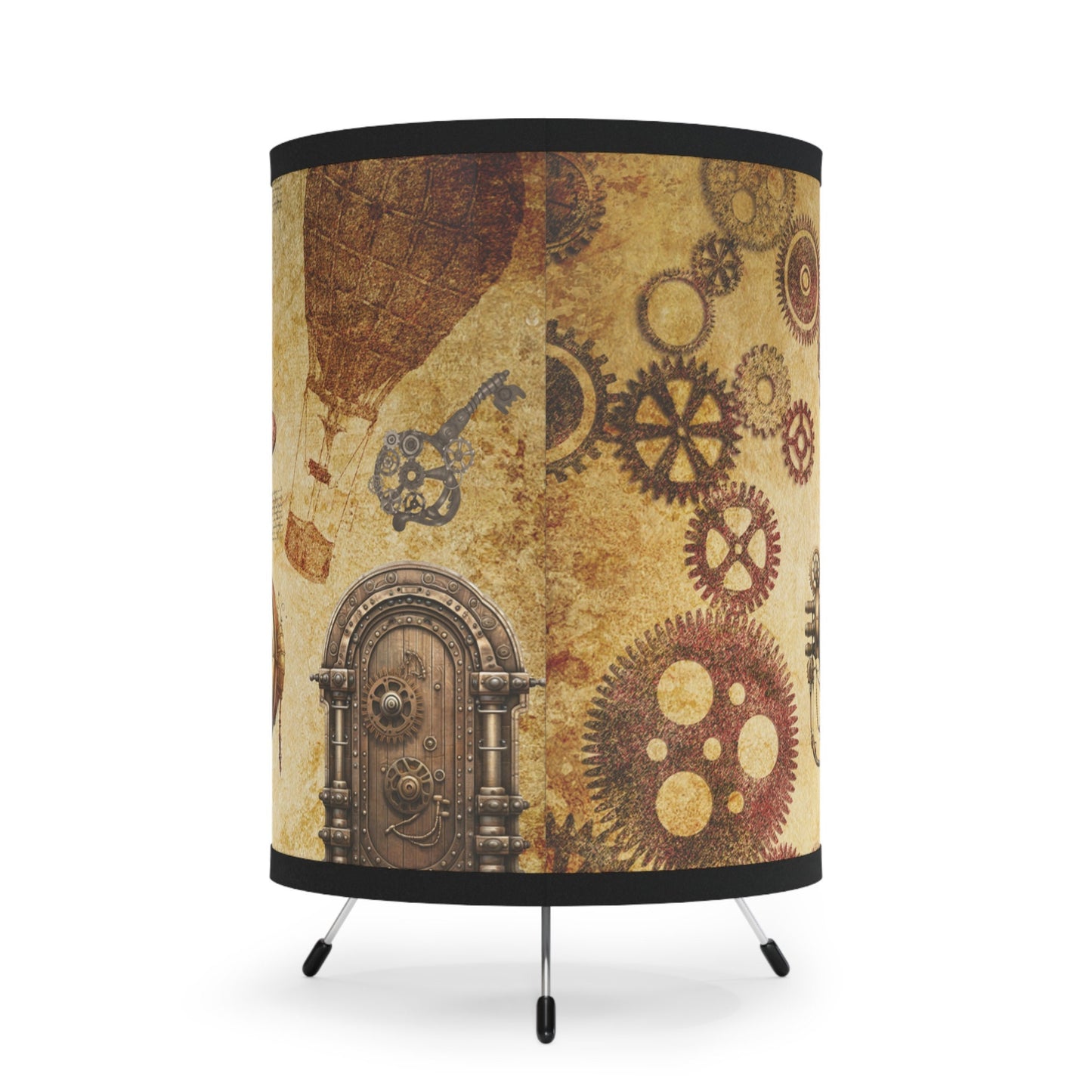 Steampunk Lamp, retrofuturism Desk light High-Res Printed Shade, US\CA plug