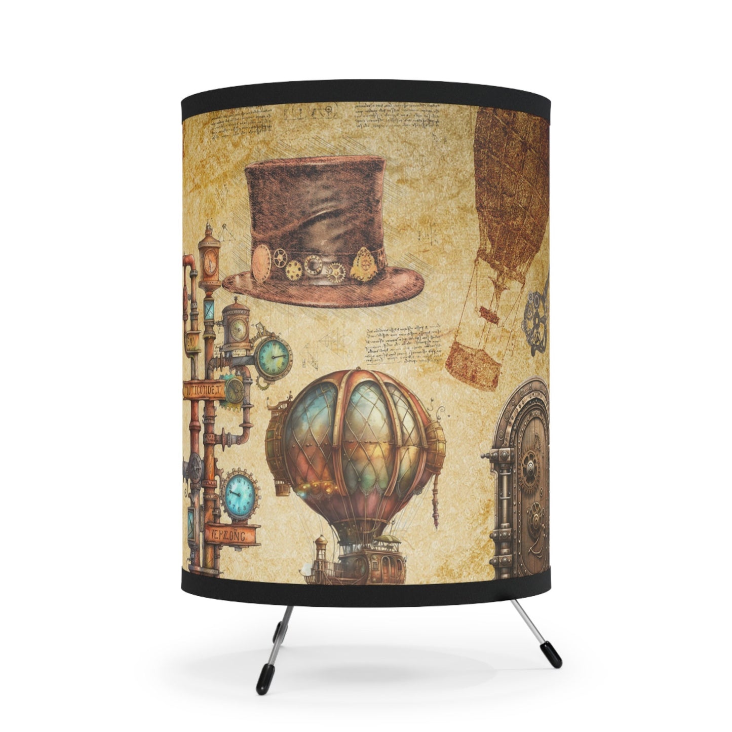 Steampunk Lamp, retrofuturism Desk light High-Res Printed Shade, US\CA plug