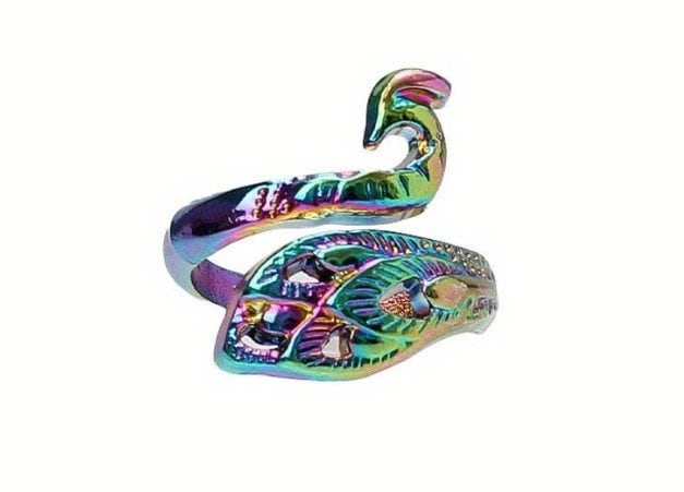 Adjustable Yarn Crochet Tension Ring - Peacock knitting/crochet loop & winder, fibre arts, wool thread guide knitter gift, crafting supplies