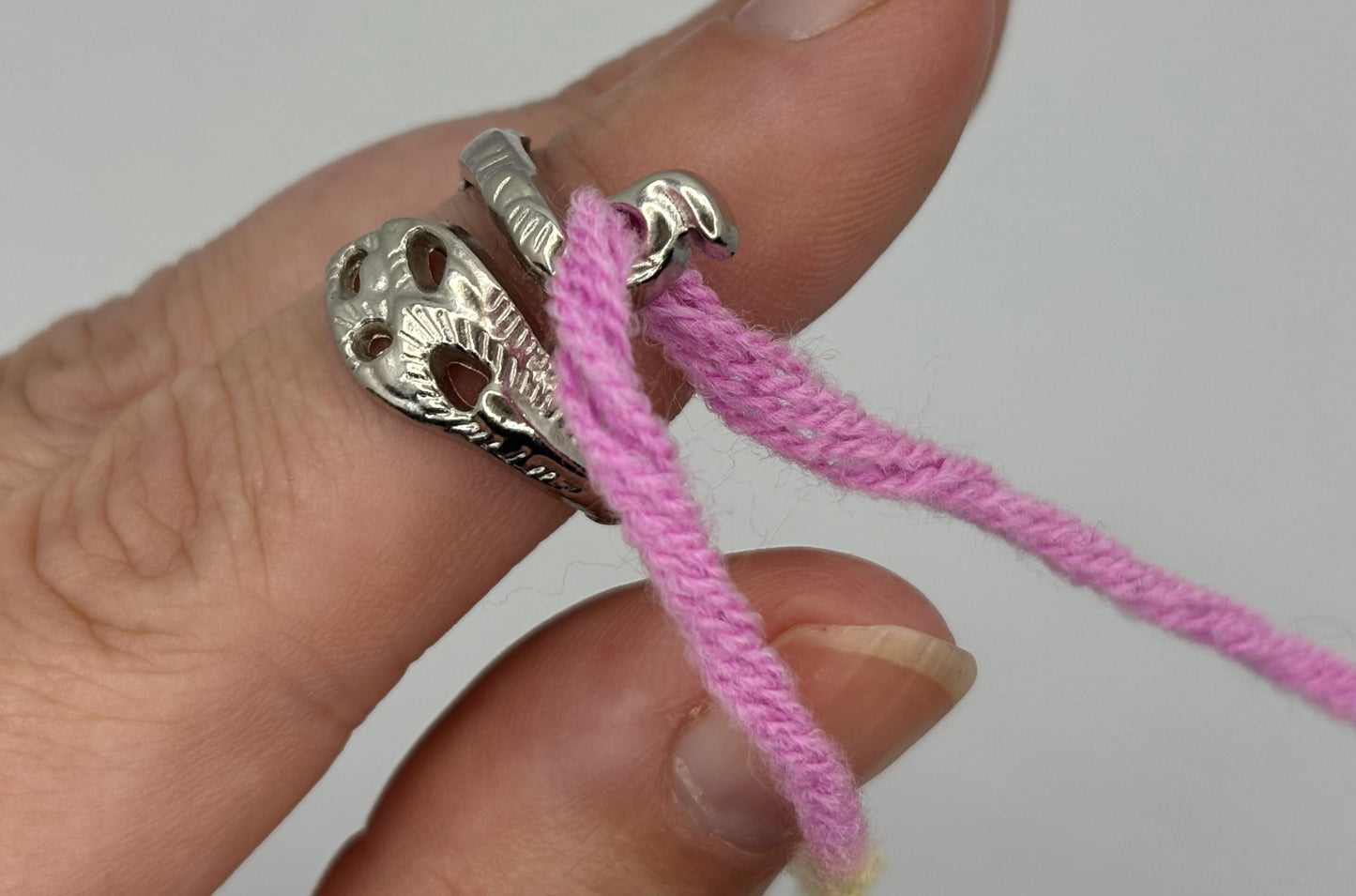 Adjustable Yarn Crochet Tension Ring - Peacock knitting/crochet loop & winder, fibre arts, wool thread guide knitter gift, crafting supplies