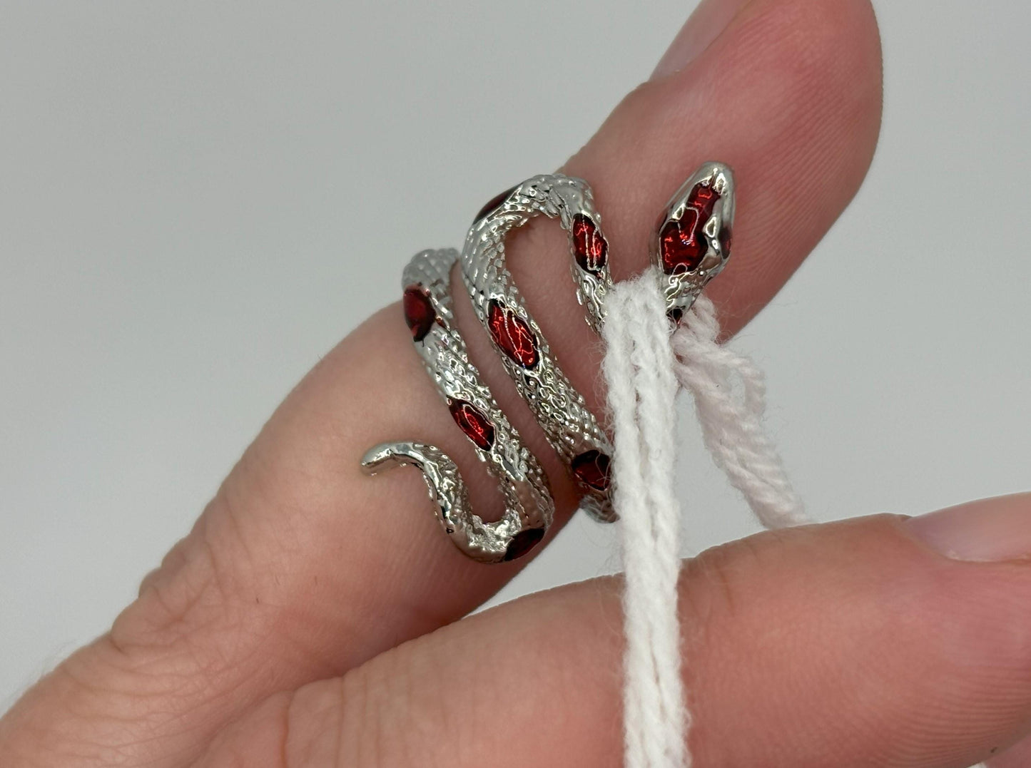 Adjustable Yarn Crochet Tension Ring - Snake knitting or crochet loop, fibre arts, wool thread guide, knitter gift, crafting