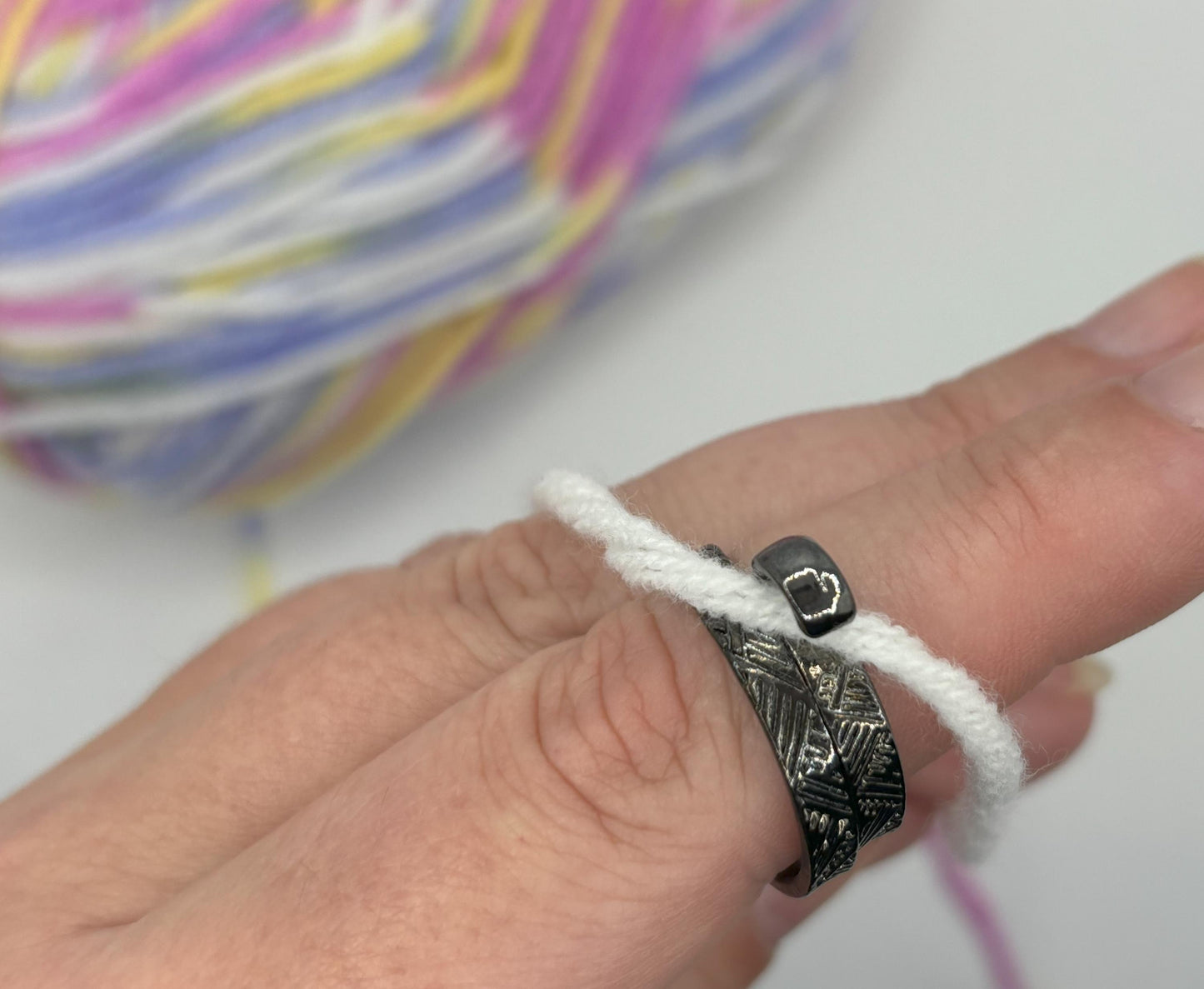 Adjustable Yarn Crochet Tension Ring - Tribal knitting or crochet loop & winder gift, fibre arts, wool thread guide, crafting supplies