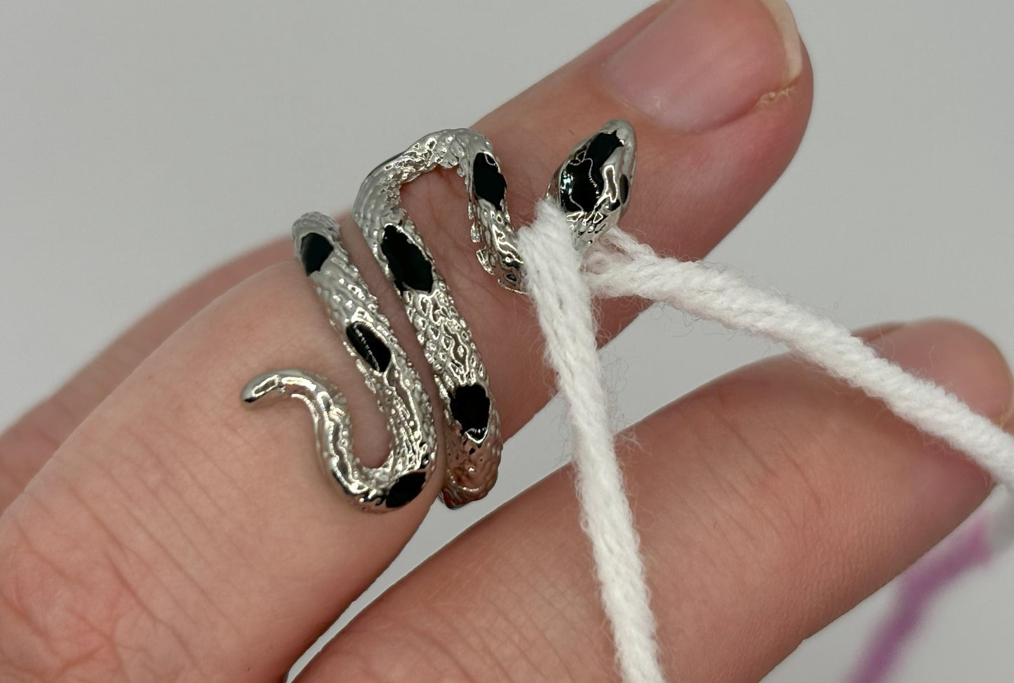 Adjustable Yarn Crochet Tension Ring - Snake knitting or crochet loop, fibre arts, wool thread guide, knitter gift, crafting