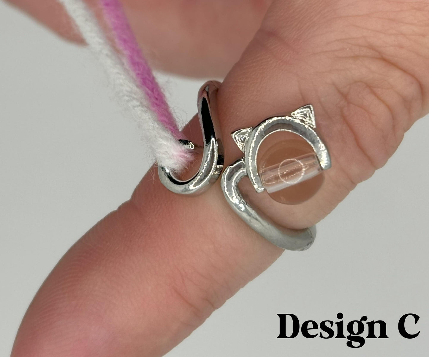 Adjustable Yarn Crochet Tension Ring - Cat knitting or crochet loop & winder, fibre arts, wool thread guide, knitter gift, crafting supplies