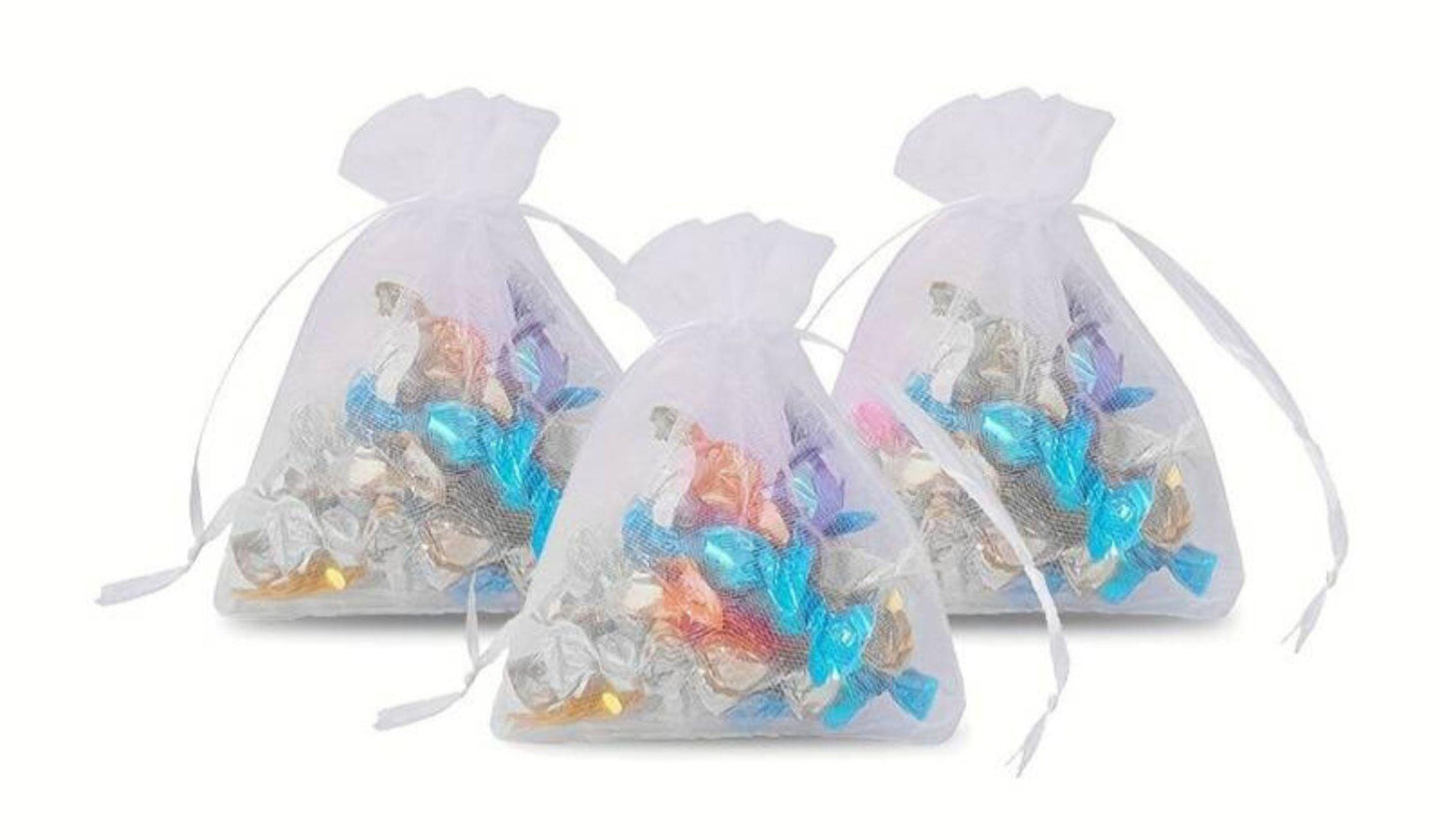 Solid Color Organza Drawstring Bag, Wedding & Birthday Party Gift Favor Bag, Transparent Crafting Goodie pouch, Bridal shower or craft bag
