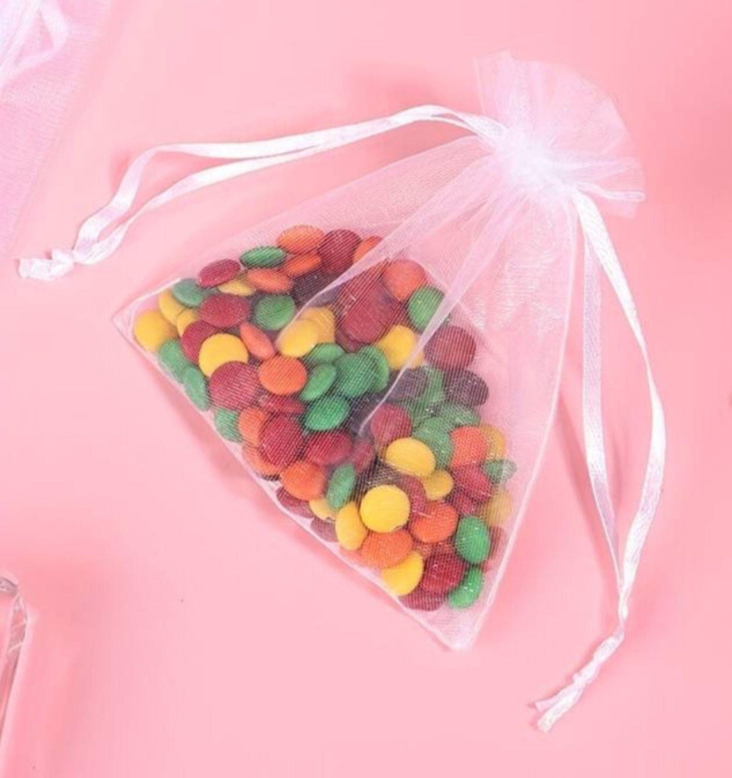 Solid Color Organza Drawstring Bag, Wedding & Birthday Party Gift Favor Bag, Transparent Crafting Goodie pouch, Bridal shower or craft bag