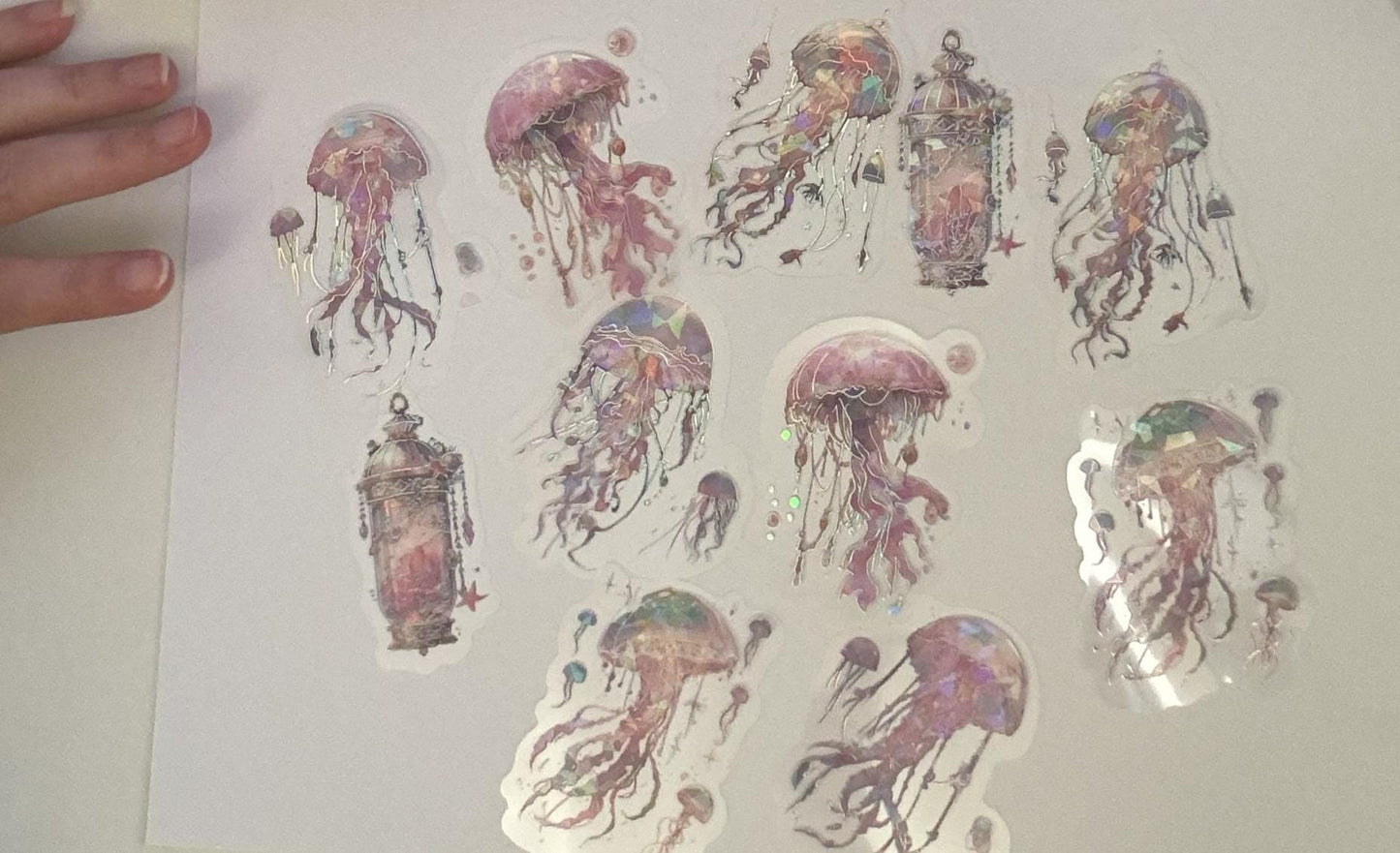Seaworld Scrapbooking Stickers, Pink Elegant Stickers for Journals, DIY Crafts & Gift Wrapping, Jellyfish Designs for Scrapbooks
