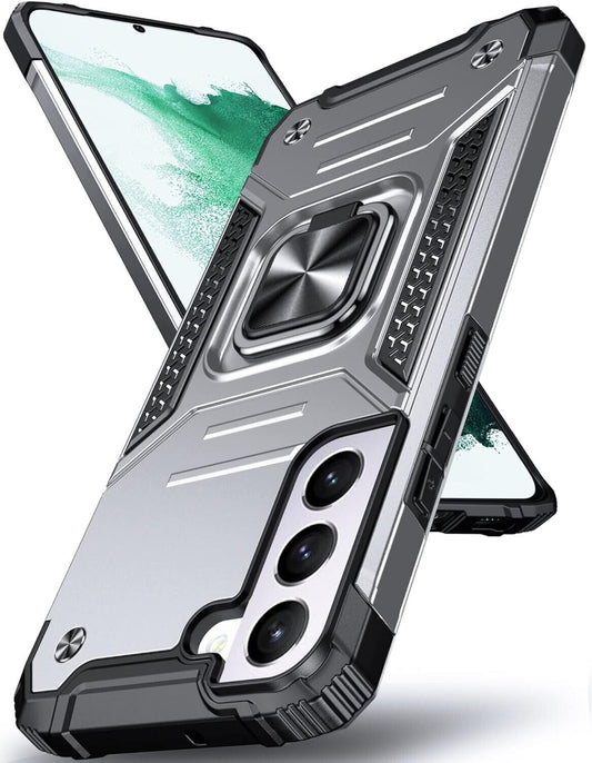 Phone case Samsung S22 with ring -Armour case protection shell - Silver