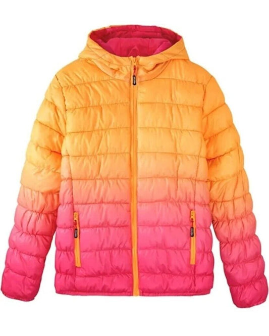 Girls 13/14yrs Hooded Hiking Puffer jacket, Zip Front, Gradient Water Resistant