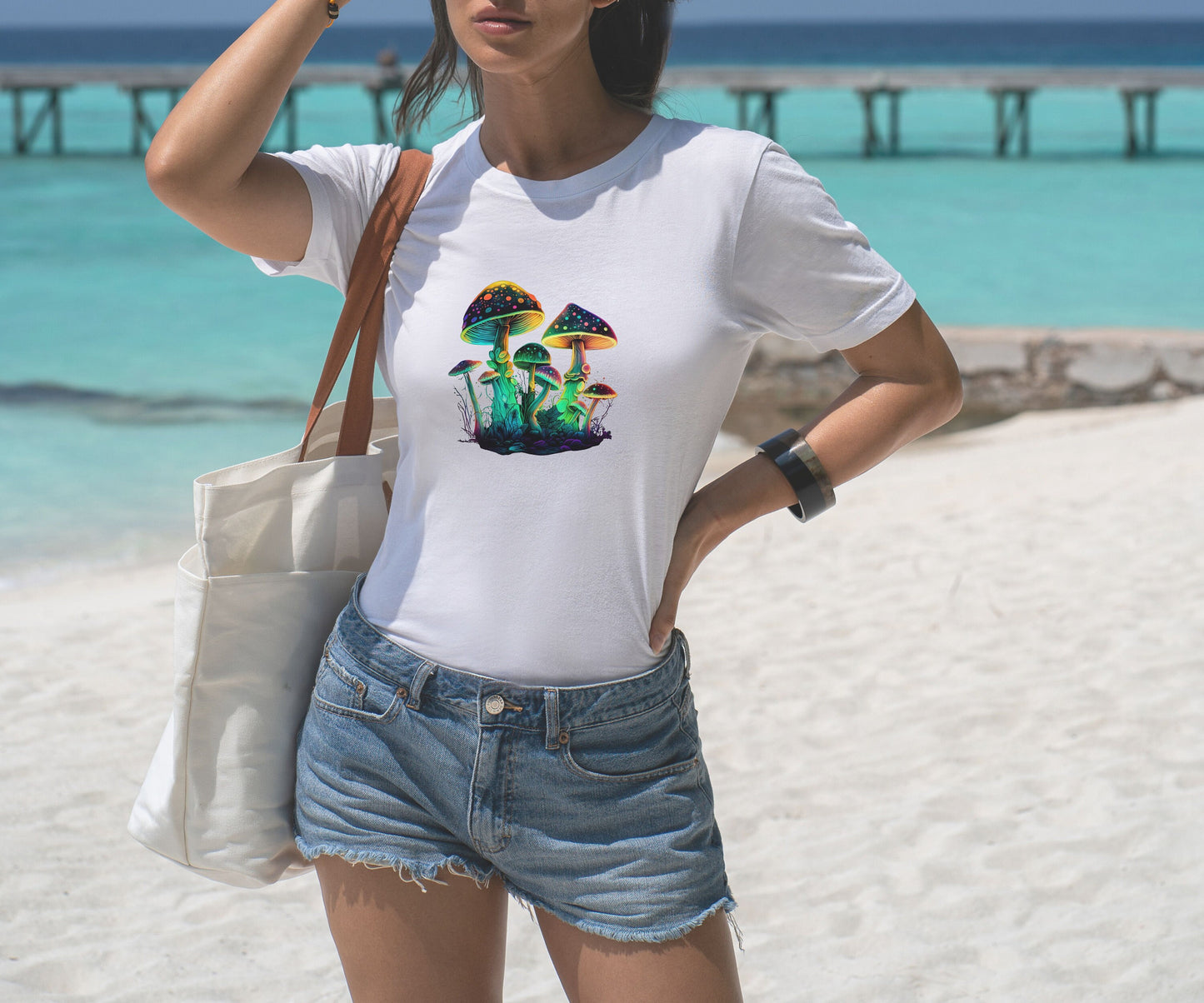Retro mushroom tee, Funky psychedelic T-shirt, Forestcore toadstool Tshirt, Goblincore birthday gift, Autumn green witch shirt, Hippy Top
