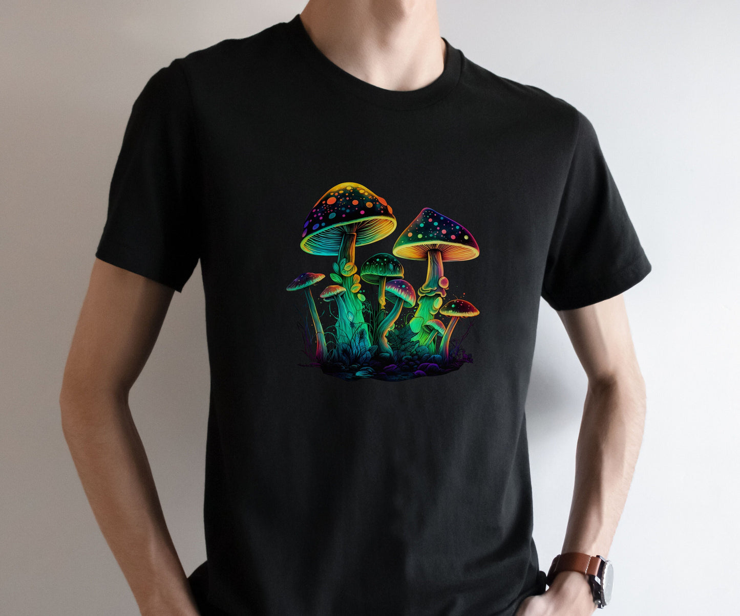 Retro mushroom tee, Funky psychedelic T-shirt, Forestcore toadstool Tshirt, Goblincore birthday gift, Autumn green witch shirt, Hippy Top