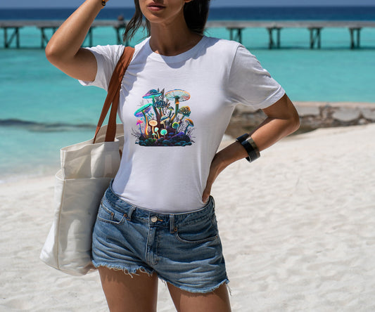Retro mushroom tee, Funky psychedelic T-shirt, Forestcore toadstool Tshirt, Goblincore birthday gift, Autumn green witch shirt, Hippy Top