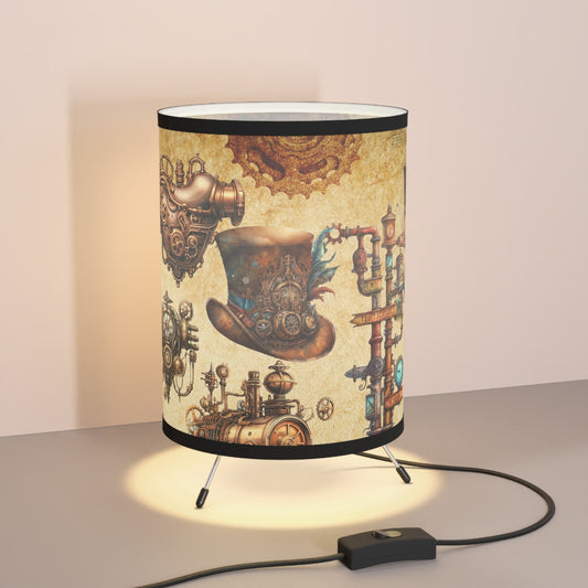 Steampunk Lamp, retrofuturism Desk light  High-Res Printed Shade, US\CA plug