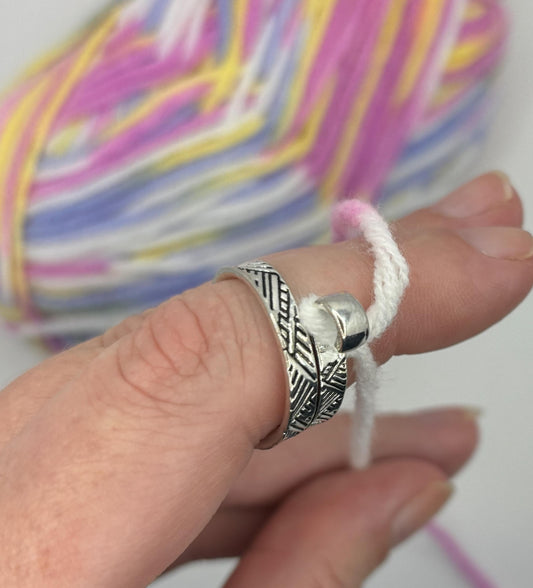 Adjustable Yarn Crochet Tension Ring - Tribal knitting or crochet loop & winder gift, fibre arts, wool thread guide, crafting supplies