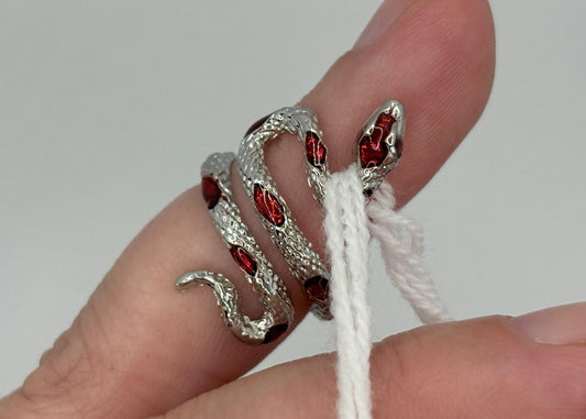 Adjustable Yarn Crochet Tension Ring  - Snake knitting or crochet loop, fibre arts, wool thread guide, knitter gift, crafting