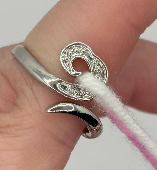 Adjustable Yarn Crochet Tension Ring - Wave knitting or crochet loop & winder, fibre art, wool thread guide, knitter gift, crafting supplies