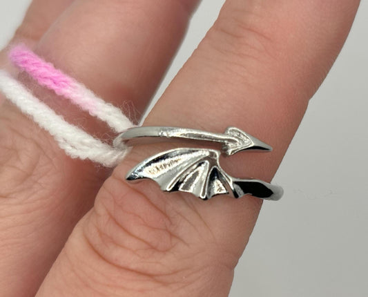 Adjustable Yarn Crochet Tension Ring - Dragon wing knitting or crochet loop & winder, wool thread guide, knitter gift, crafting supplies